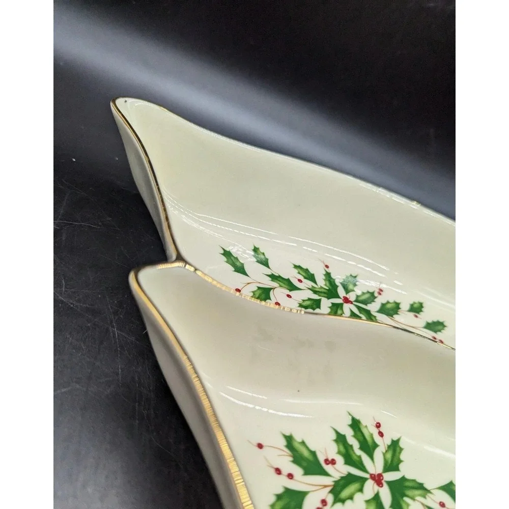 LENOX HOLIDAY Dimension DIVIDED TREE 3 PART DISH Snack Serving Relish